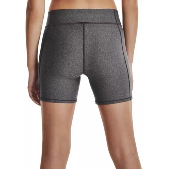 Under Armour Women 5” Charcoal Heather Middy Mid Rise Shorts (1360938) Small - Picture 4 of 11